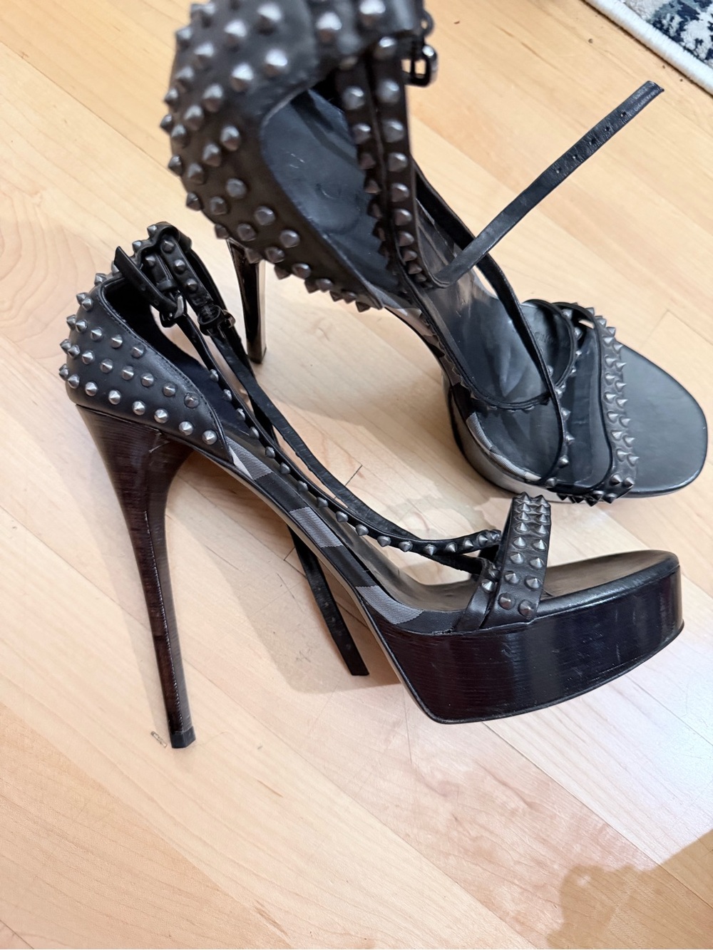 Studded Black Platform High Heel Sandals